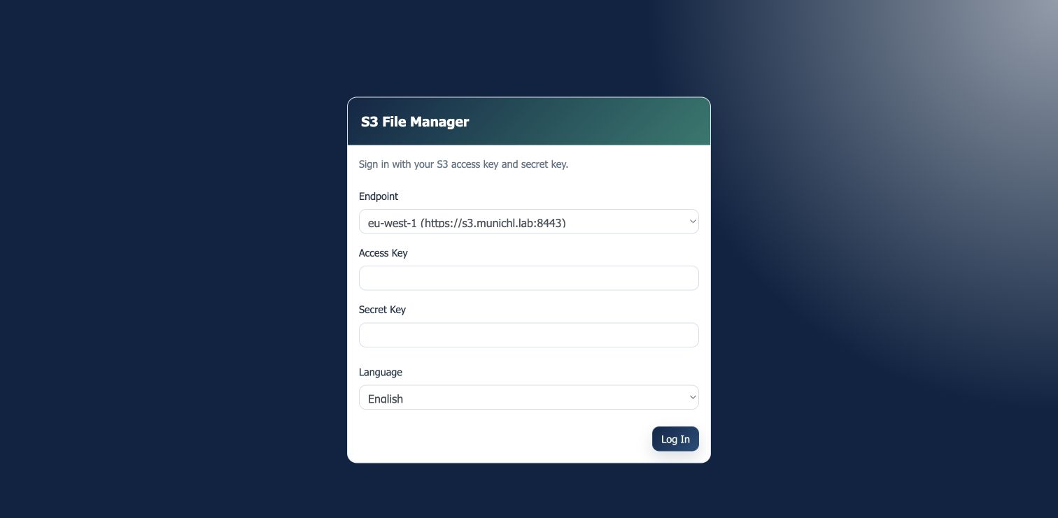 Integrated end-user S3 File Manager